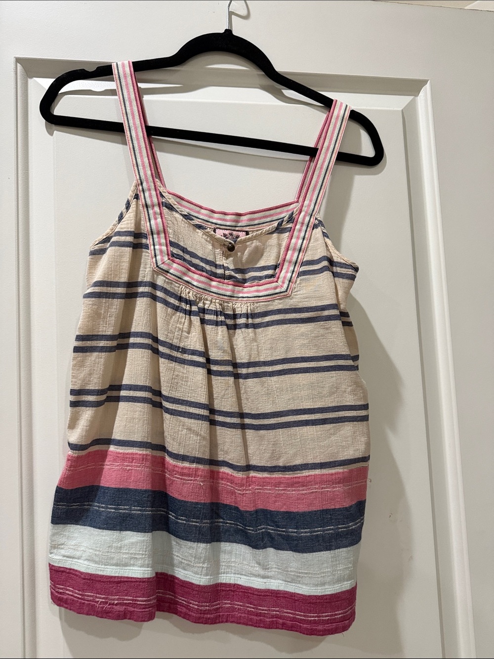 Juicy Couture Striped Tank Top in Beige, Navy & Pink